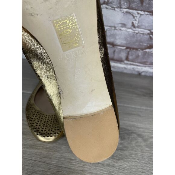 J.Crew Nora Metallic Gold Leather Perforated Ballet Flats Women’s Sz 10M US/41EU - Picture 11 of 16